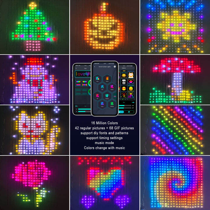 สมาร์ท-g-raffiti-rgb-s-tring-แสงที่มีสีสัน-led-ม่านแสงบลูทูธ-app-ควบคุมคริสต์มาสนางฟ้าแสง-diy-รูปภาพพวงมาลัยตกแต่ง