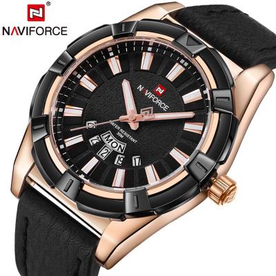เสื้อ NAVIFORCE หรูหราแบรนด์ชายนาฬิกานาฬิกาควอตซ์สำหรับผู้ชาย30เมตรกันน้ำนาฬิกาข้อมือหนังนาฬิกาข้อมือผู้ชายแนวสปอร์ต