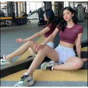 Áo Croptop tập gym yoga aerobic cao cấp, ôm body mặc chơi thể thao