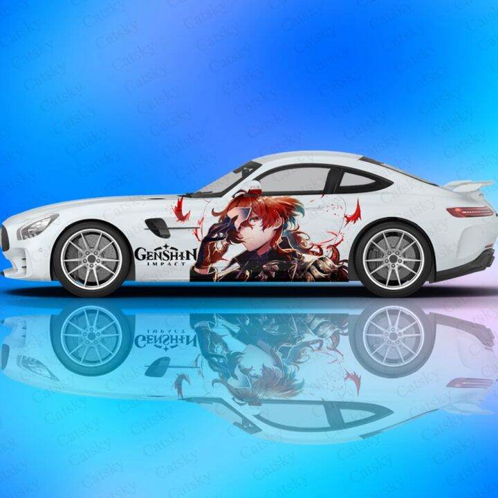 Genshin Anime Car Decals Side Graphics Wrap Vinyl Modified Car Parts