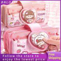 BNLO เคสดินสอมีลวดลายพิมพ์กระเป๋าดินสอความจุขนาดใหญ่5ชั้นที่เก็บเครื่องเขียนของขวัญการ์ตูนนักเรียน