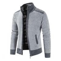 New Mens Sweater Coat Fashion Patchwork Cardigan Men Knitted Sweater Jacket Slim Fit Stand Collar Thick Warm Cardigan Coats Men