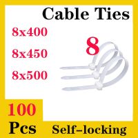 Self-locking 100Pcs Plastic Nylon Cable Tie Fastening Ring Wire Boutique 8x400/450/500 Zip Wraps Strap Nylon Cable Tie 100 Piece