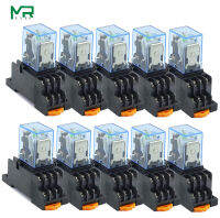 【❉HOT SALE❉】 xianhuan59 10Pcs My4nj Dc12v Ac12v Dc24v Ac24v Coil 5a 4no 4nc ชุดสัญญาณไฟ Led Power รีเลย์ Din Rail 14 Pin รีเลย์พร้อมหลอดไฟอะแดปเตอร์