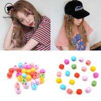 YOYO CHARMING 40pcs/set พลาสติกทำจากพลาสติก ลูกปัดผมหลากสี เป็นรูกลวง มินิมินิ กิ๊ปติดผมผู้หญิง หวานหวานแหววว เครื่องมือจัดแต่งทรงผม สำหรับผู้หญิง