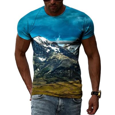 Summer Fashion Landscape Painting Men T-shirts 3D Nature Printed Street Style Tees Hip Hop Original Round Neck Short Sleeve Tops