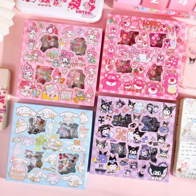 100Sheet Sanrio Combination Sticker Kawaii Kulome Cinnamoroll Melody Hand Account Material Decoration DIY Stickers Kids Toys