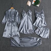 bed crony padding pajamas women set the spring and autumn period summer five silk with shoulder-straps long-sleeved gown to take