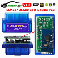 Dubbele Pcb Super Mini ELM327 บลูทูธ V1.5 PIC18F25K80 Android Ios Wifi Elm 327 V2.1 Obd OBD2 Auto Disgnostic scanner