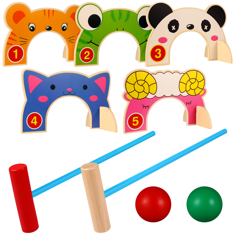Chaoshihui การ์ตูน Croquet Toy Set Animal Gateball Toys Toys Parent-Child Interactive Toys Lawn Games