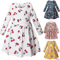 Baju Budak Perempuan Kids Girl Dresses Princess Floral Long Sleeve CottonCute Casual Skirt