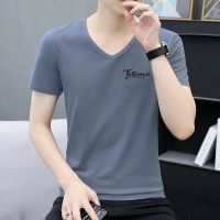 [COD] mens short-sleeved t-shirt Korean version printed letters round neck trendy brand large size wholesale