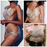 Y2K Aksesori Pakaian Perempuan Seksi Kamisol Tembus PANG Glitter Berlian Imitasi Halter เสื้อครอปสำหรับผู้หญิง