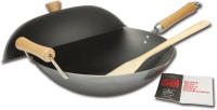 Joyce Chen J21-9972, Classic Series Carbon Steel Wok Set, 4-Piece, 14-Inch, Charcoal