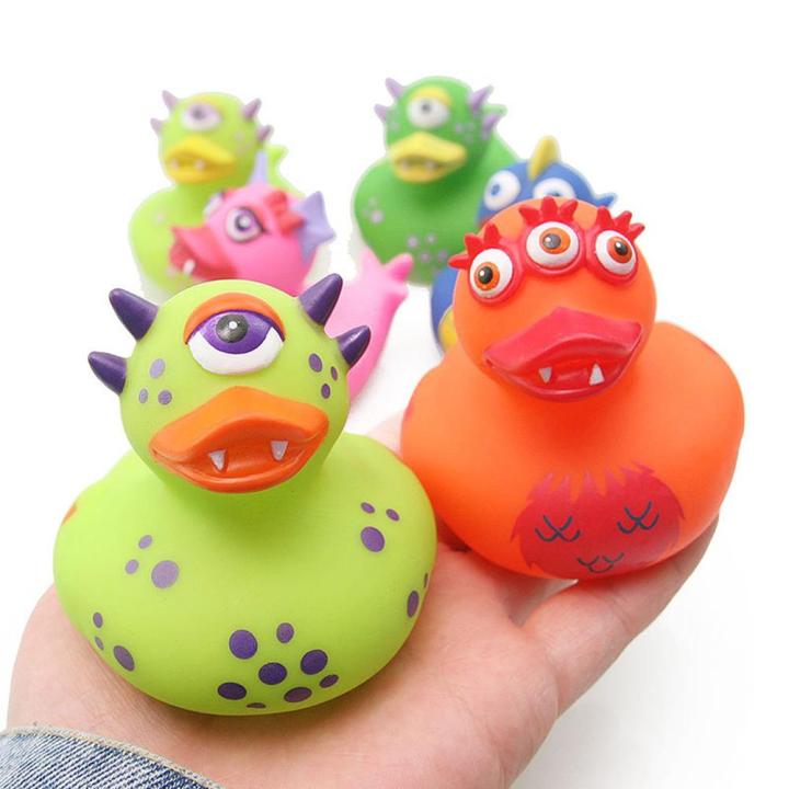 vinv-2pcs-christmas-halloween-rubber-dragon-duck-kids-bath-toys-baby-shower-toy-gifts-for-children