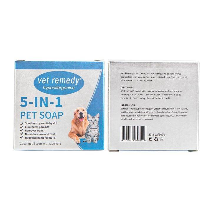Vet Remedy 5in1 Soap (Antiitch Odor Parasite) for Dogs Cats 100g