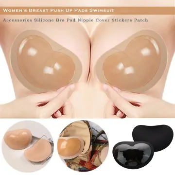 4pcs Silicone Bra Inserts Breast Pads Sticky Push-up Women Bra Cup Thicker  Nipple Cover Patch Bikini Inserts for Swimsuit