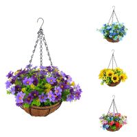 Artificial Hanging Flowers in Basket for Patio Lawn Garden Decor, for the Decoration of Outdoors and Indoors