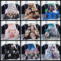 Ready Stock ◈♙✹COD  BTS KPOP BT12 Flannel Blanket for Bed/sofa, Super Soft Cotton Blanket with Single-sided Prin