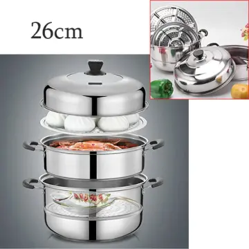 Double Boilers Stainless Steel Steamer Pot 28CM Steam Thicken