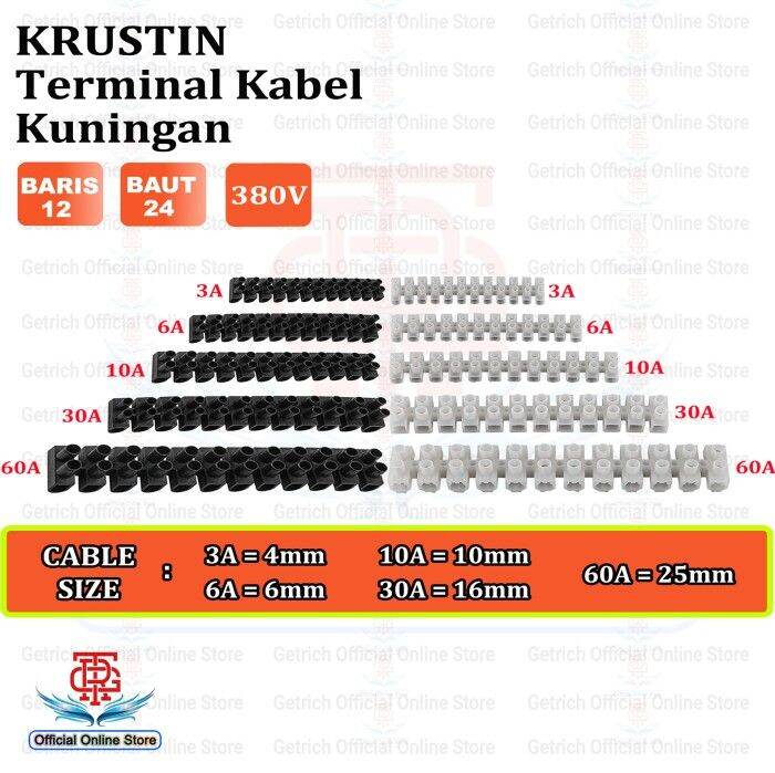 Terminal Blok Krustin Klustin Sambungan Kabel Kuningan Mm