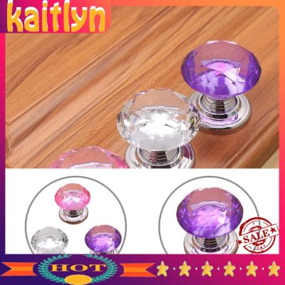 &lt;Kaitlyn&gt; Multipurpose Faux Crystal Handle Pull Single Hole Faux Crystal Glass 40mm Handle Pull with Screw Punch-Free for Doors Cabinets Dressers Drawers Cupboards