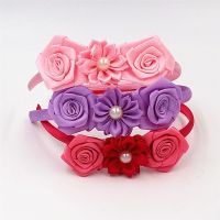 【YF】 Cute Solid Color Pearl flower Hairbands Hair hoop Kids popular rose  Headband Princess Headwear Head Girls Accessories