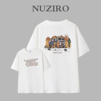 NUZIRO เสื้อยืดแขนสั้นสำหรับผู้หญิง,ผ้าฝ้ายเกาหลีทรงหลวมและตลกสองด้านพิมพ์ลาย