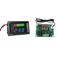 12V ACID Lead Battery Charge Level LED Tester Blue Voltmeter &amp; DC12V XH-W1219 NTC Sensor Switch Regulator Sensor Module