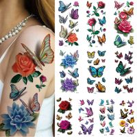 10 Piece Butterfly Set Waterproof Temporary Tattoo Stickers Beauty Flower Rose Body Arm Art Fashion Sleeve Women Girl Stickers