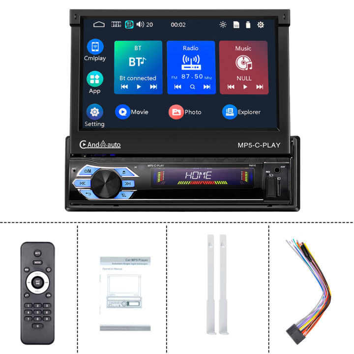 เครื่องเล่น-mp5ในรถยนต์อเนกประสงค์9601c-1-din-เฮดยูนิต7นิ้วหน้าจอสัมผัส-ips-กล้องส่องทางไกลอัตโนมัติ-apple-แบบมีสายกล้องมองเวลาถอยหลังแอนดรอยด์อัตโนมัติ-wi-fi-เอฟเอ็มบลูทูธ