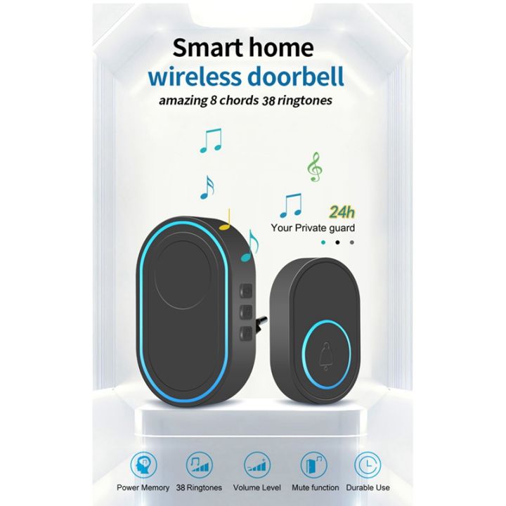 intelligent-doorbell-wireless-doorbell-home-welcome-doorbell-remote-smart-door-bell-chime-eu-plug-1receiver-1button