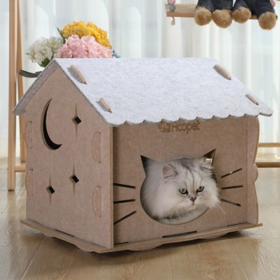 [COD] รังแมวปิดมิดชิดให้ความอบอุ่นในฤดูหนาวรังแมวใช้ได้ทั้งสี่ฤดูวิลล่าบ้านแมวสุนัขขนาดเล็กรังสักหลาด