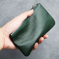 2023 New★ Blue leather mens leather zipper small wallet long section leather ultra-thin large capacity new ladies trendy small handbag