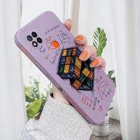 เคสเคสโทรศัพท์โทรศัพท์มือถือสำหรับ Xiaomi Redmi 9C เคสโทรศัพท์สำหรับฝาหลังป้องกันกล้องขอบด้านข้างของเหลวทรงลูกบาศก์รูบิคการ์ตูนเด็กหญิงเด็กชาย