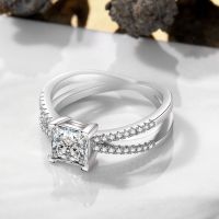 [COD] JZ410 Shangxin princess square diamond cross pavé ring womens imitation about 75 points