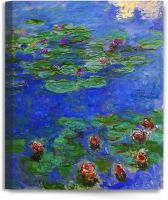 ดอกบัวแดง Claude Monet ขั้นตอนก่อนทำศิลปะผ้าใบ Giclee ศิลปะบนผนังสำหรับการตกแต่งบ้าน30X24 X15