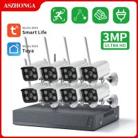 ASZHONGA 8CH 5MP TUYA NVR ชุดระบบกล้องวงจรปิด2CH 4CH กล้องวงจรปิด Wifi DVR แบบกลางแจ้งเฝ้าระวังวิดีโอพร้อมฮาร์ดไดรฟ์4T