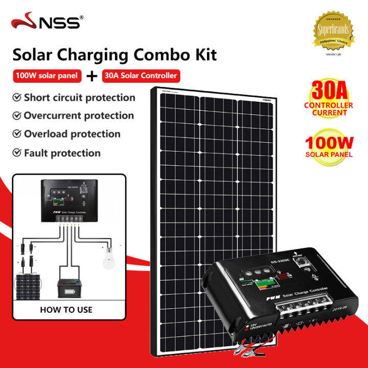 NSS 20W 30W 50W 100W 12V Solar Panel Set and 10A/20A/30A Solar Charge