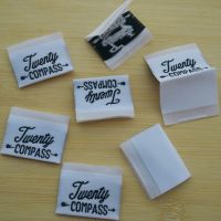 【LZ】✷☈  1000 pces nome personalizado laço de pano branco do damasco dobra tecido etiqueta costura acessórios 5x3 cm