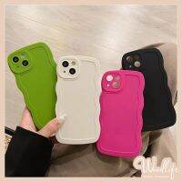 IPhone 7 8 Plus XR 11 12 13 Pro Max X XS MAX 7Plus 8 Plus หรูหราขอบลอนใหม่เคสโทรศัพท์สีทึบสีลูกอมเรียบง่ายฝาครอบด้านหลังตัวปกป้องกล้องถ่ายรูปกันกระแทก