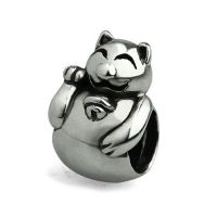 บีดเงิน Lucky Cat Maneki Neko 2E OHM Beads Silver 925 Charm