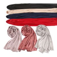 【CC】☫✇♗  Wholesale Matte Silk Shawl Plain Scarf Woman Fashion Muslim Headscarf Color Hijab Pashmina 180x70cm