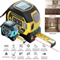 3in1 Laser Rangefinder 5m Tape Measure Ruler LCD Display with Backlight Distance Area Volumes Meter Building Measurement Device