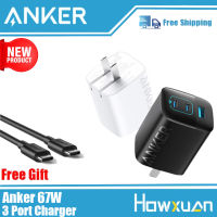 Anker ที่ชาร์จ USB C 67W,พอร์ต3พอร์ต3.0ที่ชาร์จความเร็วสูงขนาดกะทัดรัดและพับเก็บได้