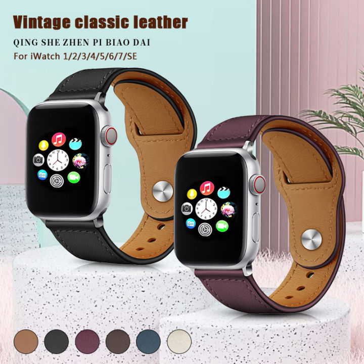 Leather strap For Apple watch band 45mm 41mm 44mm 44mm 40mm 38mm 40mm women  wristband correa bracelet iWatch series 3 4 5 6 SE 7