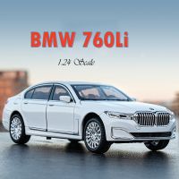 โมเดลรถรถโลหะผสมสังกะสี BMW 760 Li,1:24พร้อมไฟและเสียงและเอฟเฟกต์ดึงกลับของเล่นดายคาสต์ตกแต่งคอลเลกชันของขวัญสำหรับเด็กผู้ชาย