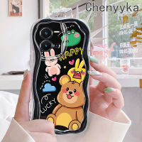 เคส Chenyyyka สำหรับ Vivo Y35 5G Y36 5G เคส Y35ลายการ์ตูนสัตว์แห่งความสุขดีไซน์ใหม่เนื้อครีมขอบคลื่นนุ่มเคสมือถือกันกระแทกแบบใสฝาครอบป้องกันโปร่งใสลายกล้องถ่ายรูปเรียบง่ายอ่อนโยน