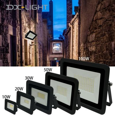 LED Engineering light 100W 50W 30W 20W 10W Ultra Thin Led Flood Light Spotlight Outdoor 230V IP68 Outdoor Wall Lamp Work Light Power Points  Switches