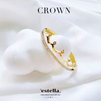 estella- กำไลข้อมือ รุ่น Crown กำไลสแตนเลสแท้ เครื่องประดับ ผู้หญิง กำไลแฟชั่น กำไล ประดับเพชร ชุบทองคำขาว